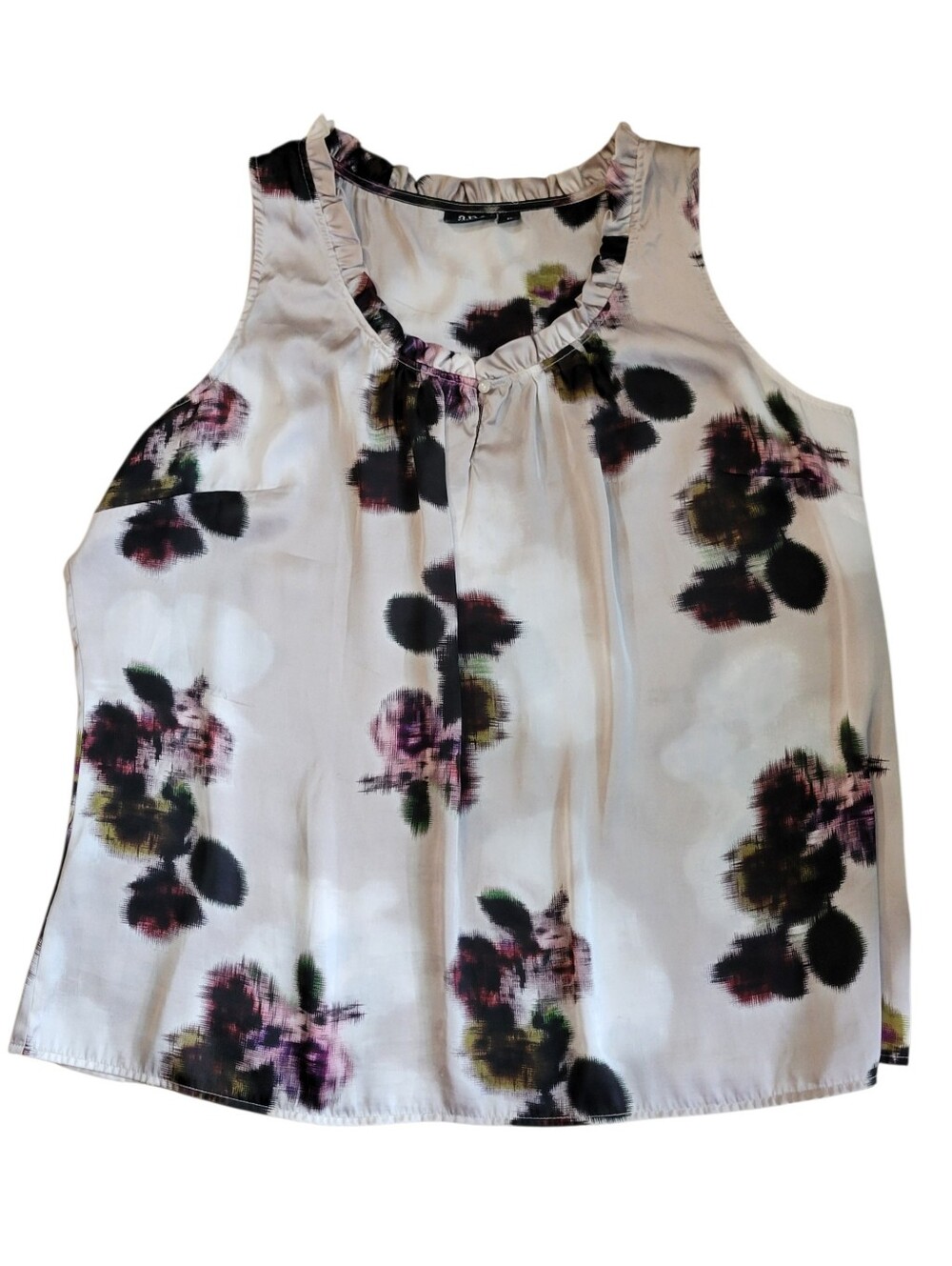 A.N.A. Gray Sleeveless Blouse Purple Floral Print Plus Size 2x